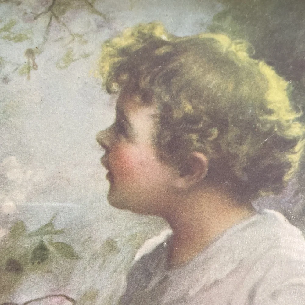 “Song Of The Bluebird” OLD Gold Framed Child and Bird Wall Art!